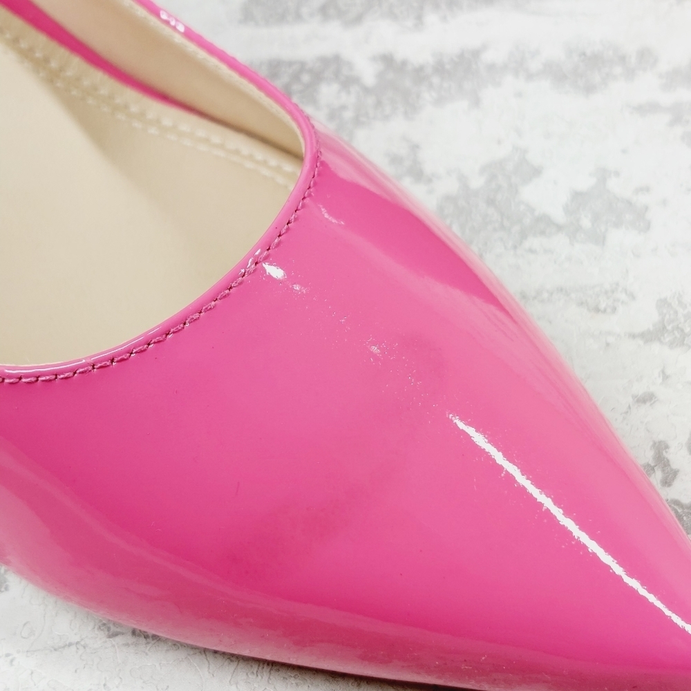 NEW Marc Fisher Zala Pink Patent Leather Block Heel Pointed Toe Heels W619 - Picture 13 of 14